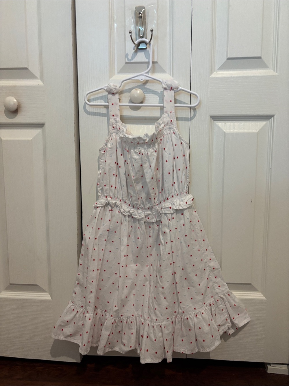 Janie and Jack White Dress with Red Dot Print